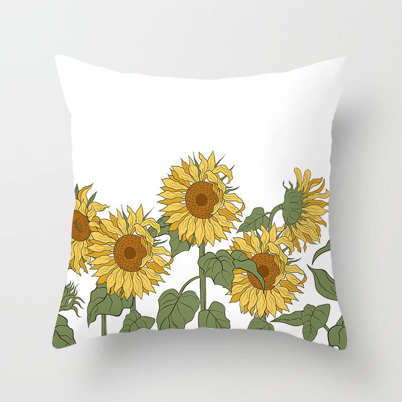 45x45cm Sunflower Print Cushion Cover Plant Landscape Pillowcase Decoration Pillow Cover For Living Room Bedroom Chair Decor