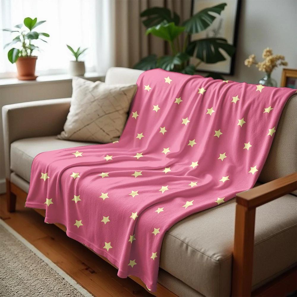 Pale Lemon Star Anime Cartoon Flannel Blanket Soft Warm Throw for Bedroom Sofa Car Kids Holiday Gift