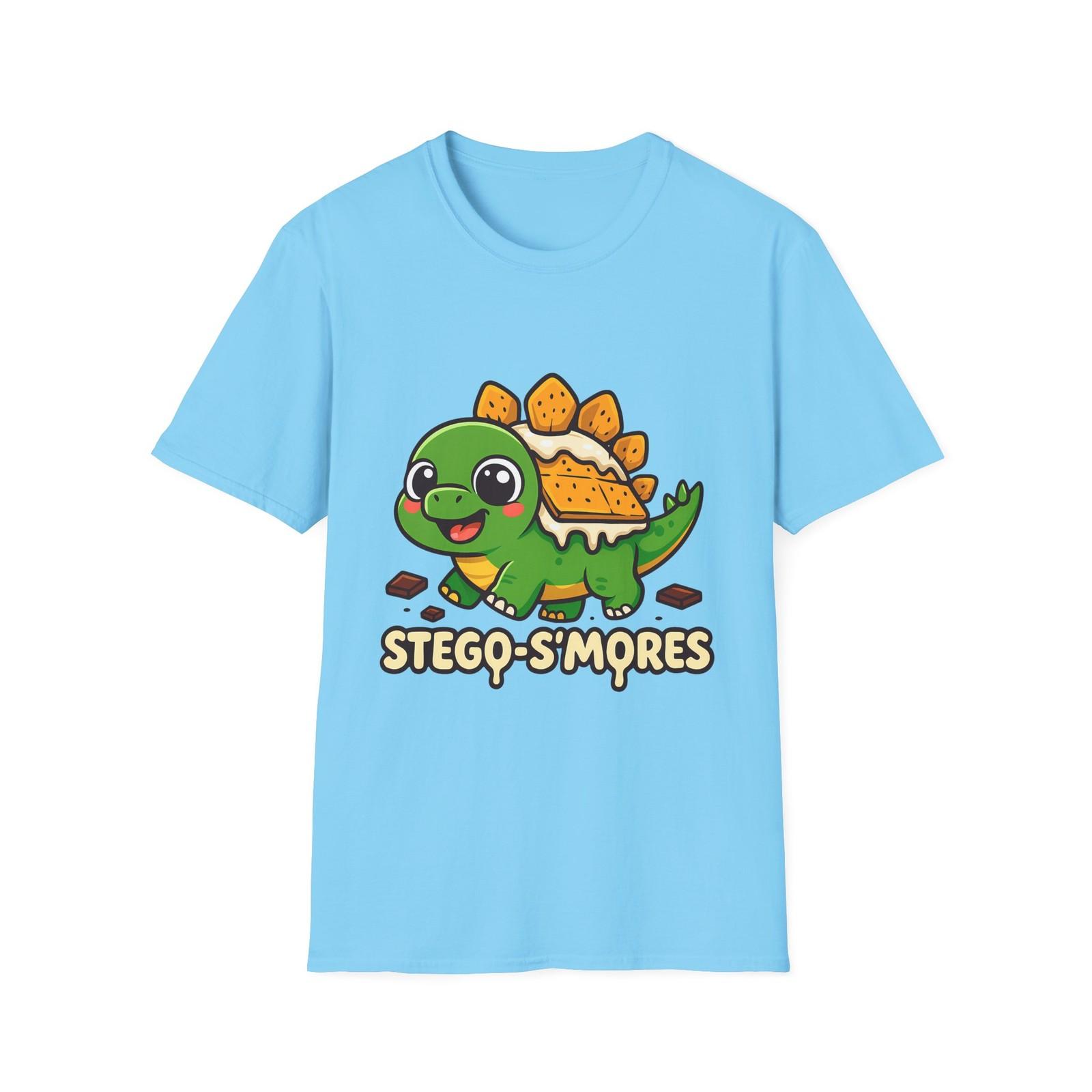 Unisex Softstyle T-Shirt Mens Womens Tees Top Chibi Stegosaurus S’mores Funny Dinosaur Pun S