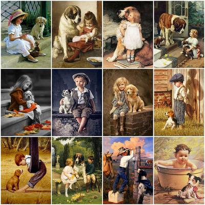 5D Diamond Painting Little Boy And Dog Full Square Drill Rhinestone Diamond Embroidery Kid Cross Stitch Mosaic Home Decor