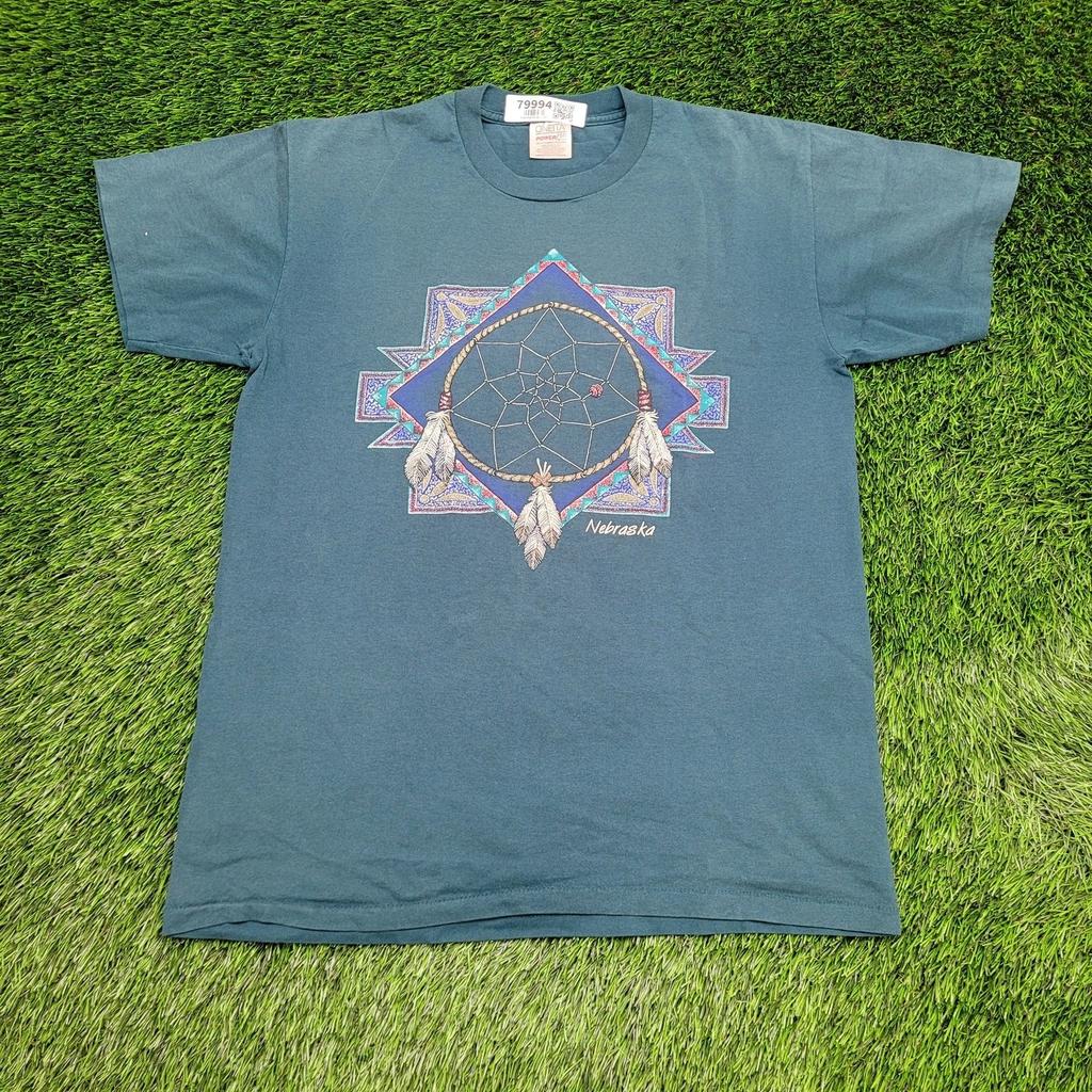 Vintage 90s Dreamcatcher Shirt M/L 21x29 Faded Green Nebraska