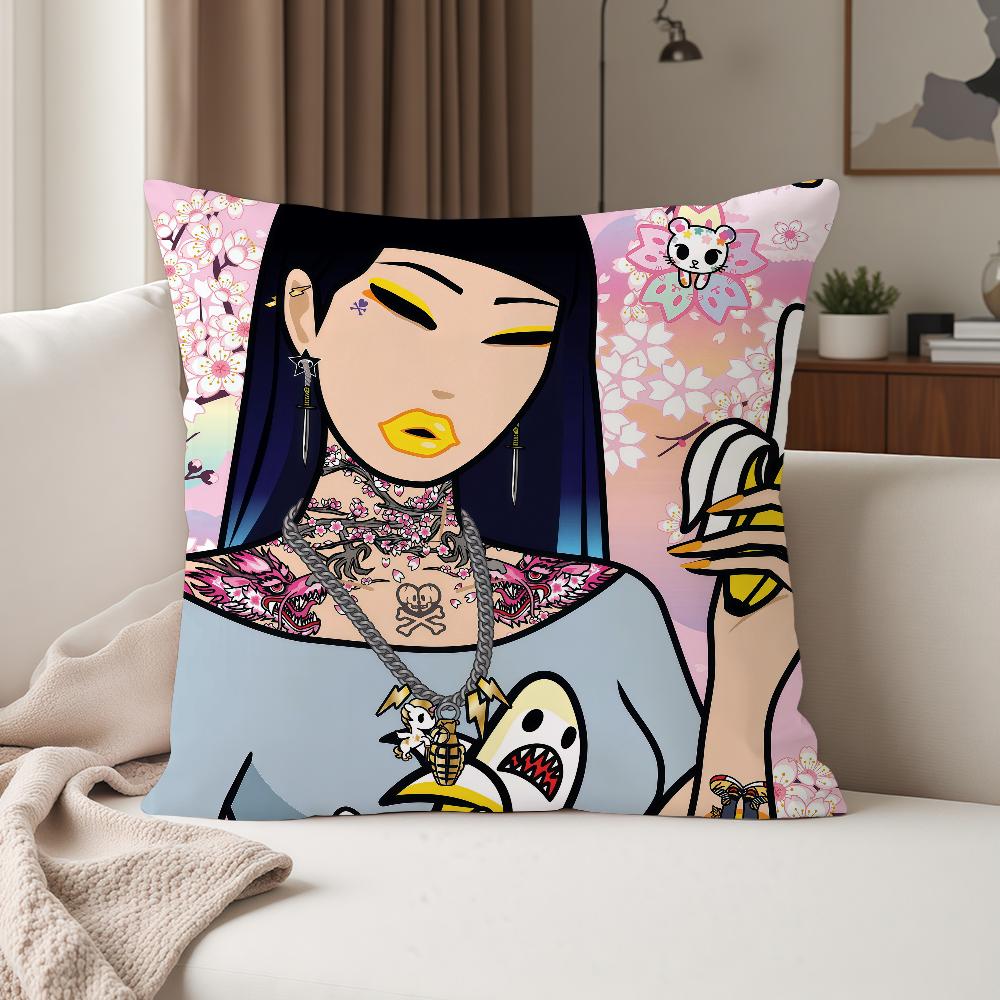 Trendy Brand Ttokidokis Cartoon Cute Pillow Case Suitable For Bedrooms Living Rooms Cars Home Decoration