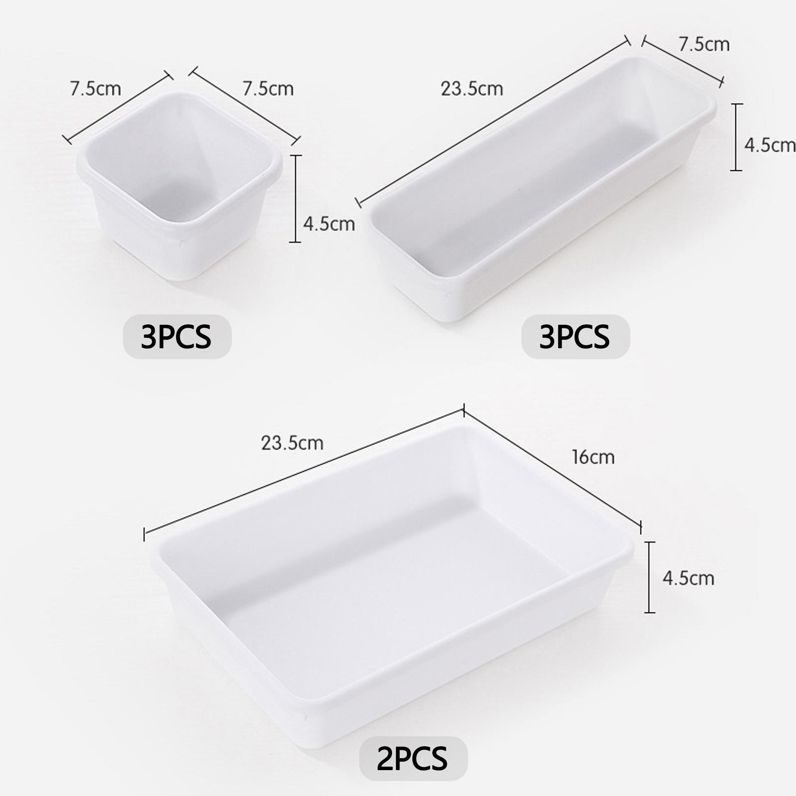 Drawer Organiser, Interlocking Drawer Dividers Plastic Storage Trays,8Pcs 3 Sizes Uncluttered Storage Drawer Tidy Trays Dividers белый