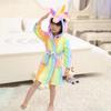 Unicorn Kids Unisex Bathrobe Girls Boys Hooded Pajamas Sleepwear Nightwear