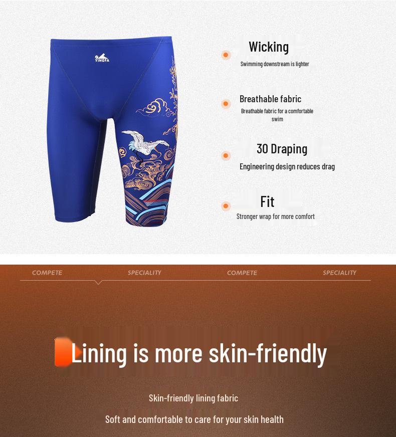 Yingfa Herren 2024 Rennbadehose: Schnelltrocknend, Professionelles Fünf-Punkt-Design für Erwachsene und Jugendliche.