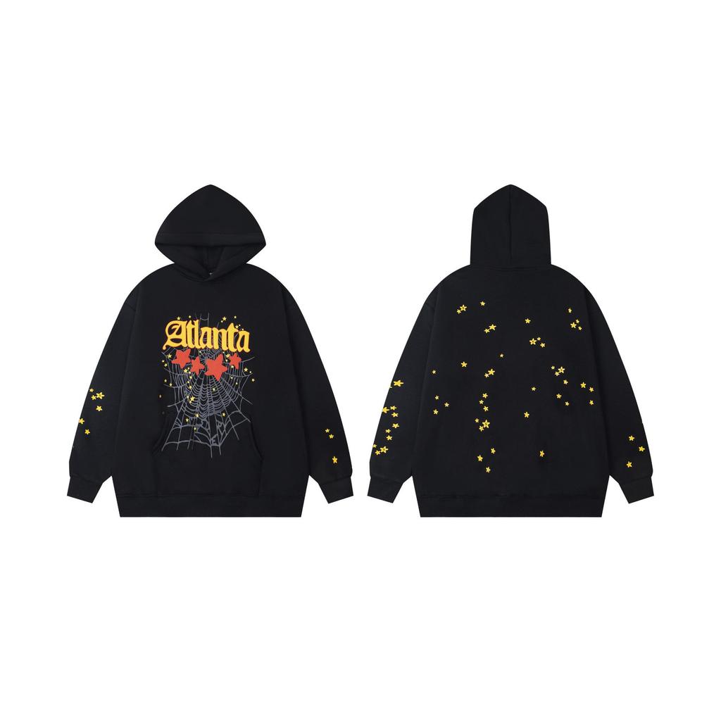 Young Thug Style Foam Letter Hoodie - Pink Hip-Hop Sweatshirt for Couples