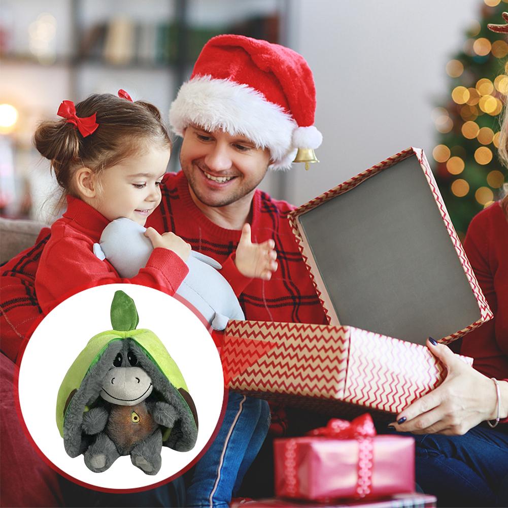 Breathing Stuffed Animal Baby Soother with Realistic Breathing Motion and Lights Donkey Doll Plush Toy for Kids Birthday Gift