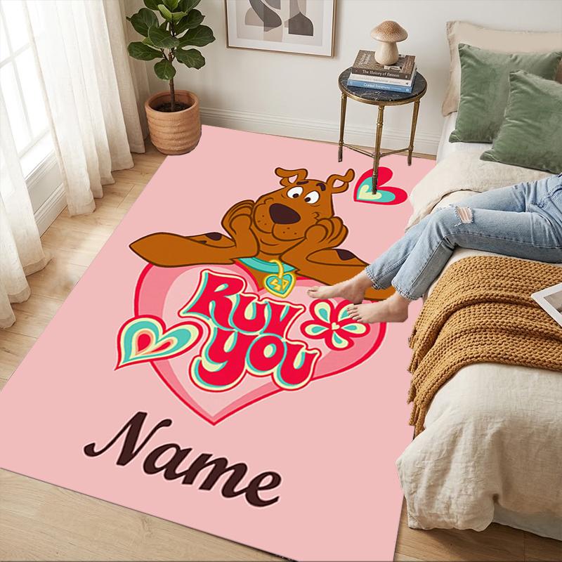 Custom Name Scooby Love Living Room Non-Slip Area Rug Soft Carpet for Bedroom Kids Playroom Sofa Office Home Decor Doormat