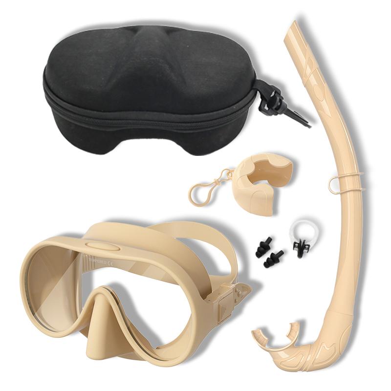 NEW Tempered Glass Freediving Mask Snorkeling Set Foldable Snorkel Diving Mask All-Inclusive Silicone