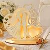 Unique Wedding Sign-in Decor Wooden Couple Ornaments with LED Lights, Romantic Statue Heart Atmosphere Lamp Design, Warm Glow Tabletop Night Light for