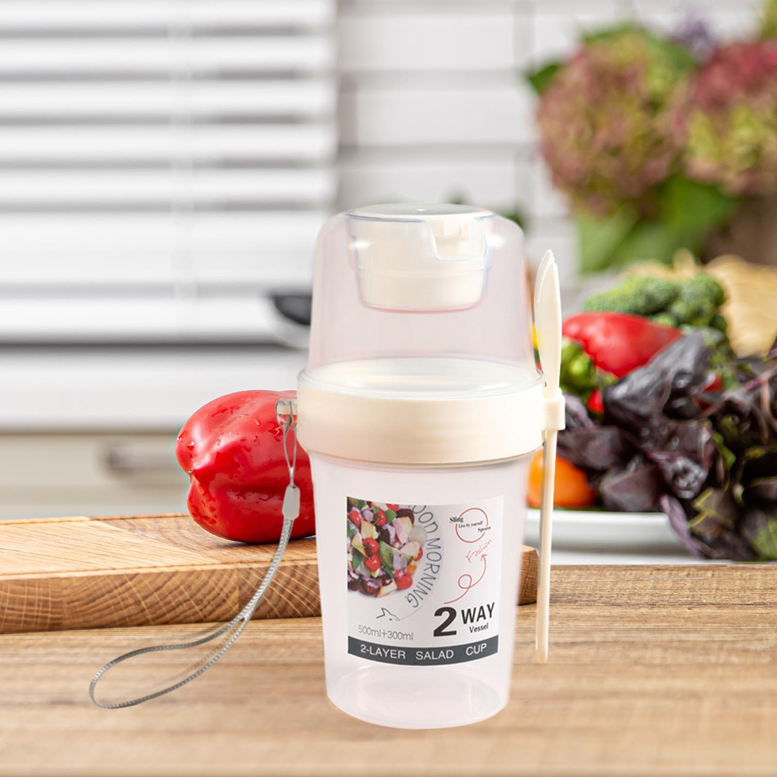 Portable Salad Cup with Lid and Fork Fruit Vegetable Yogurt Parfait Cup Breakfast Salad Shaker Cup for Picnic Dorm BBQ Travel
