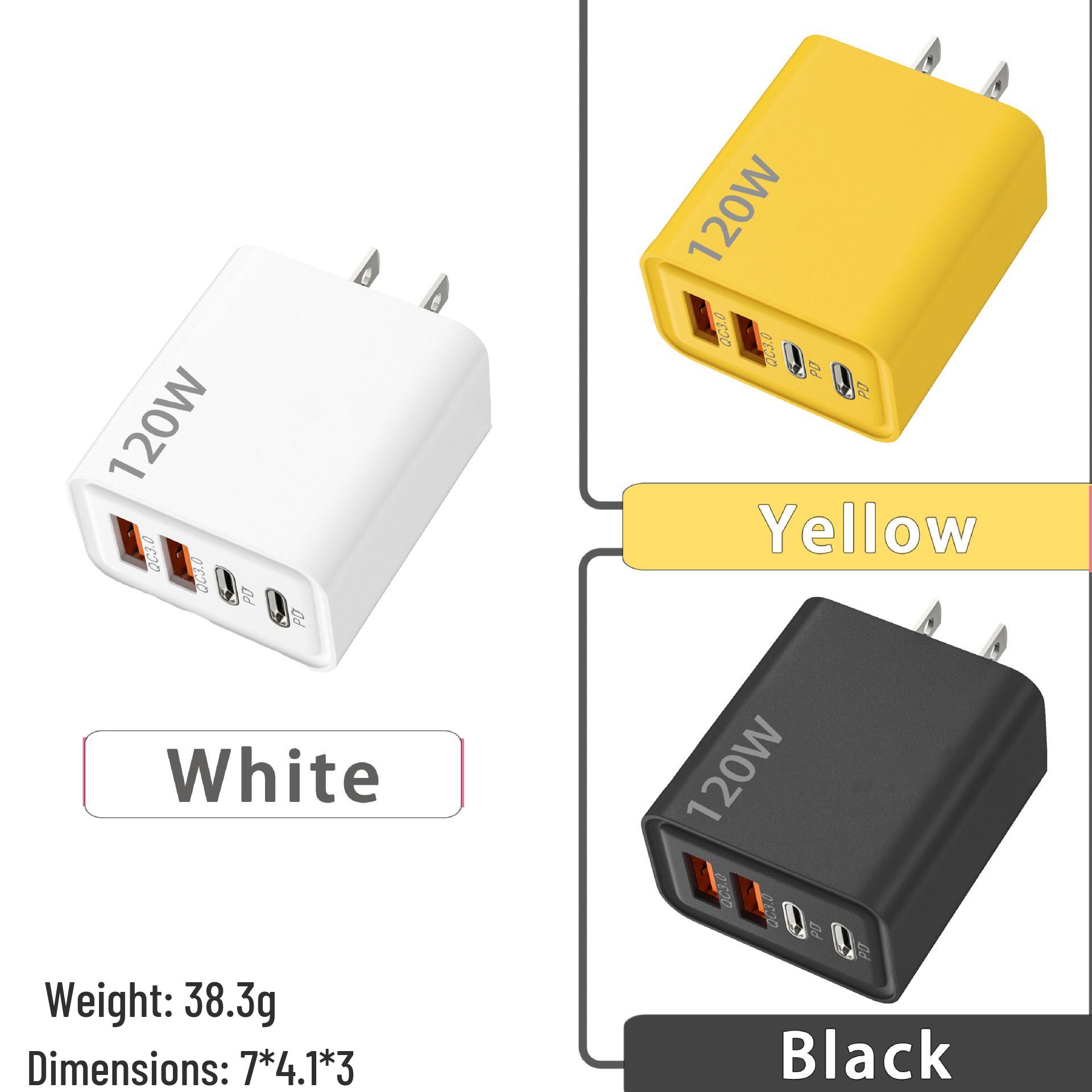

120W Multi-Port Charger with European, American, British Plugs & Mecha Data Cable for Fast Charging. Black