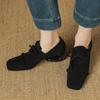 Fashion 2025 New Women Pumps Sheep Suede Leather Shoes for Square Toe Low Heel Shoes Casual Lace-up Handmade Shoes 34-42 Women Heels