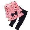 Joliannss Baby Clothing Sets Heart-shaped Print Bow Cute 2PCS Kids Set T Shirt + Pants