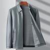 Men's Versatile Sheepskin Leather Jacket: 2025 Spring/Autumn, Middle-Aged Dad Lapel Motorcycle Style