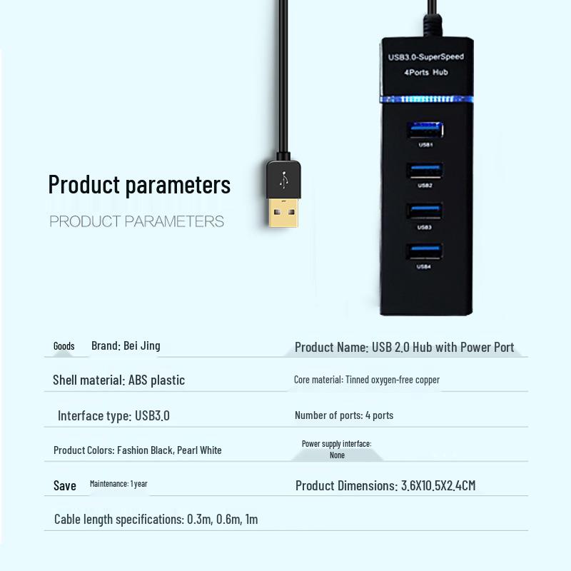 4-Port USB 3.0 HUB with LED Strip and Card Reader - Extreme Speed Version
