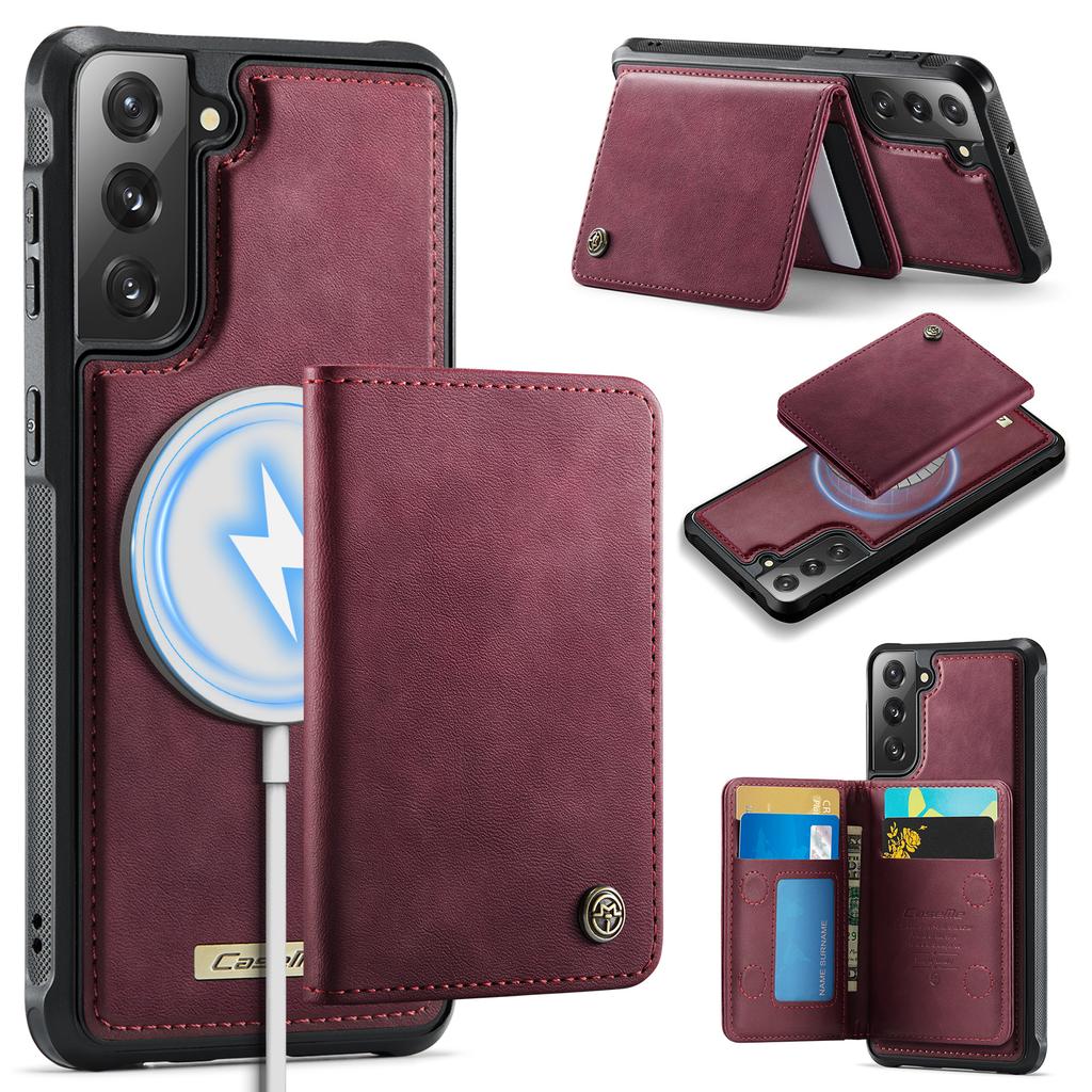 For Samsung Galaxy S21 FE 5G Magnetic Case CASEME ME80 Series Leather PC TPU Phone Cover with Detachable Wallet