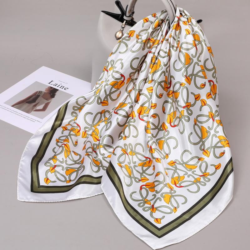 90 Square Scarves, Silk Scarves, Women's New Spring and Summer High-end Sense Versatile, Thin Scarves, Shawls Outside