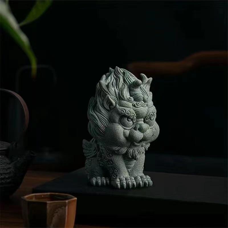 

Статуэтка «Руйский зверь» в китайском стиле «Кирин» из зеленого песчаника и камня, художественная скульптура для дома, офиса, аквариума, украшения в стиле фэн-шуй S