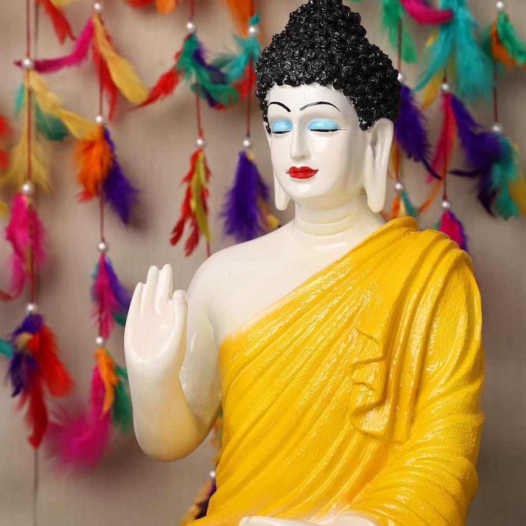 Nejnovější socha Sedícího Buddhy pro domácí a kancelářské dekorace, Socha Idolu z mramoru 15 palců