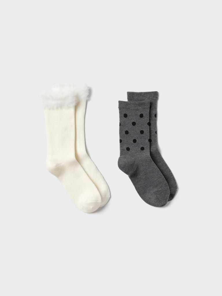 Uniqlo Girls Heattech Socks 2p  Furry 