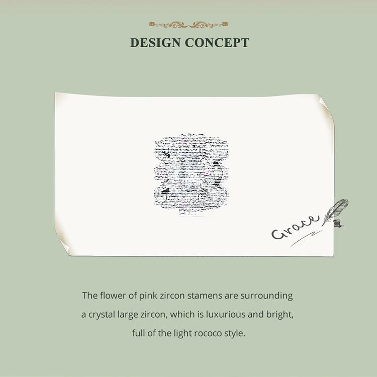 BAMOER 925 Sterling Silver Rococo Bead Pink Squre Zircon Flower Charm for Women Original Bracelet and Bangle Fine Jewelry