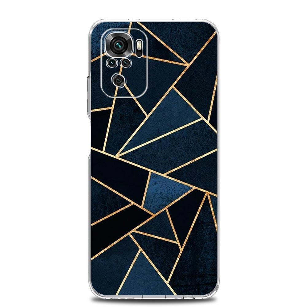 New Square Clear Phone Case For Xiaomi Redmi Note 12 11 9S 9 8 10 Pro+ 7 8T 9C 9A 8A K40 Gaming Silicone Cover Marble Geometric