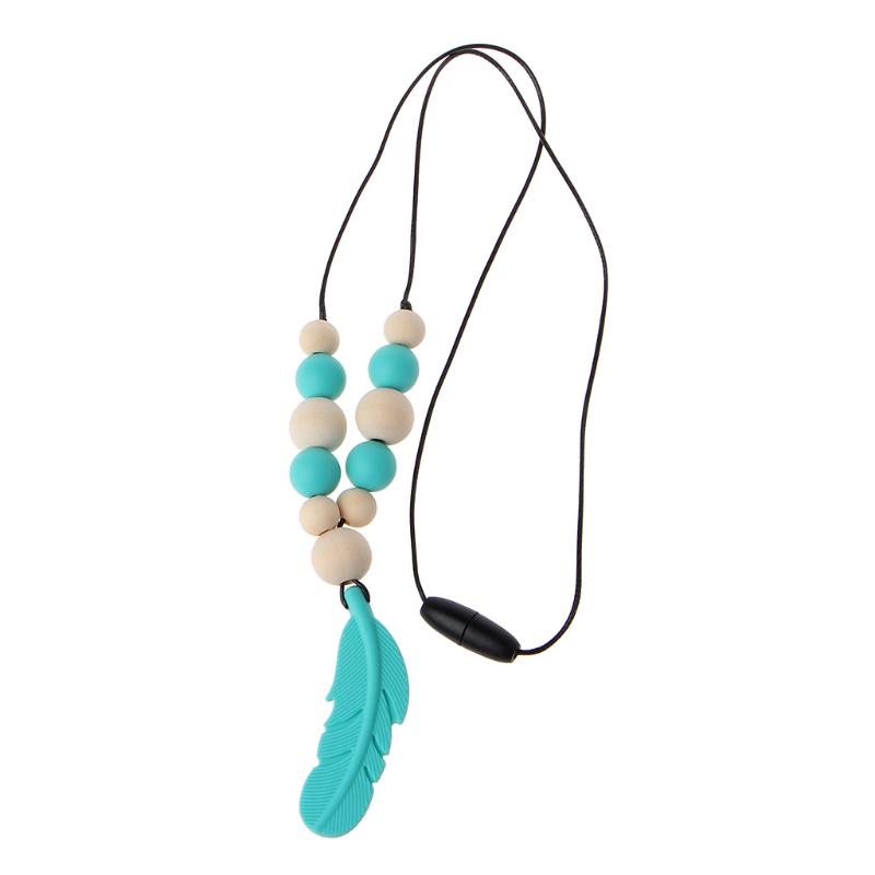 Baby Infant Silicone Feather Jewelry Teething Necklace Baby Nursing Chewing Toys
