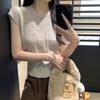 Korean Style Versatile Round Neck Short Sleeve Knit Top for Women - Summer 2025 Casual Niche T-Shirt