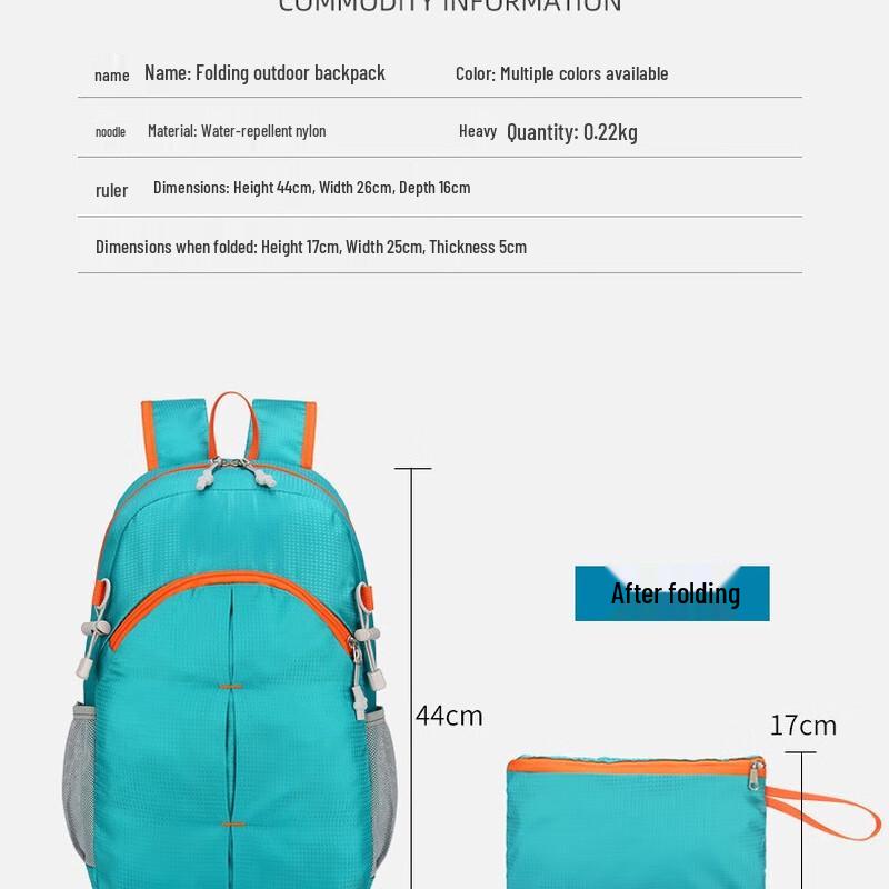 Unisex Foldable Lightweight Travel Backpack