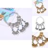 Ethnic Style Carved Flower Design Simulation Gemstone Decoration Women Necklace For Casual Boho Look