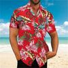 Men's Summer Breathable Plant Print Shirt Hawaiian Seaside Comfortable Short Sleeved Fashionable Design New Model Cool