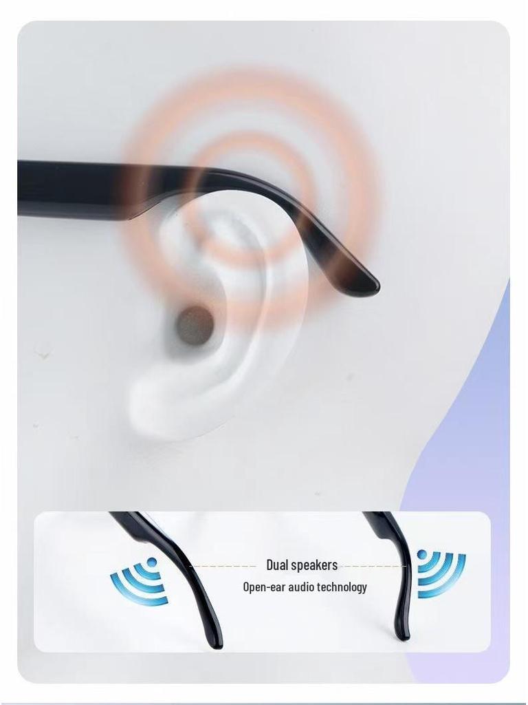 Slimme Fotochrome Bluetooth Zonnebril met Oordopjes - Blauwlichtfilter, Halve Frame voor Rijden & Fietsen