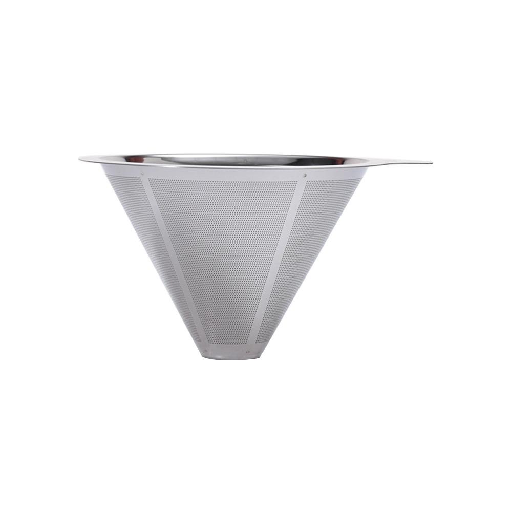 Stainless Steel Coffee Filter Drip Type Silver Pour Over Cone Dripper Fine Mesh No Filter Paper Required Mesh Coffee Filter