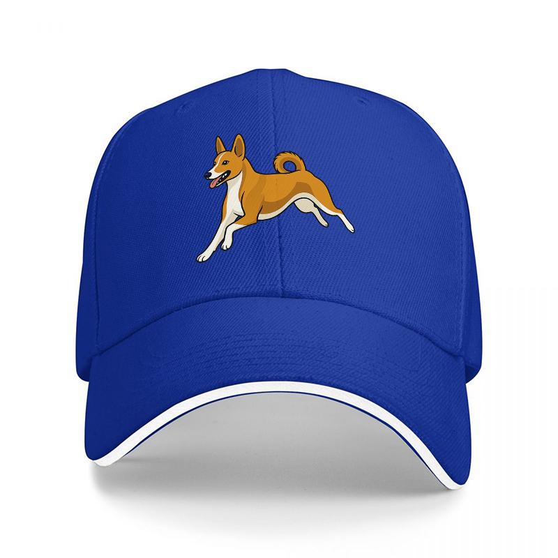 Corgi Dog Running Design Black Baseball Cap with White Trim for Dog Lovers and Pet Enthusiasts Fashionable Casual Hat