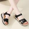 Sandale cu platformă de vară pentru femei, pentru lift, de exterior, elegante, cu vârf deschis, casual, pentru fete, mărime mare, talpă groasă, sandale negre gri