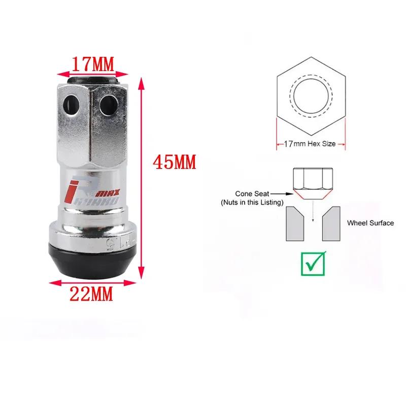 New R40 Style Racing Lock Lug Nuts (20pcs) + 2 Security Key Sets - 44mm Wheel Nuts, M12x1.5