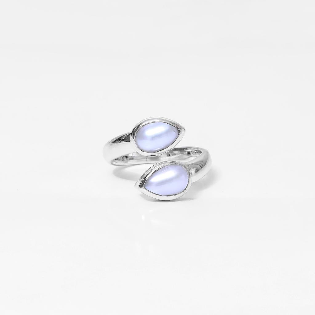 Handmade Pear Garnet Ring: 925 Sterling Silver Open Face