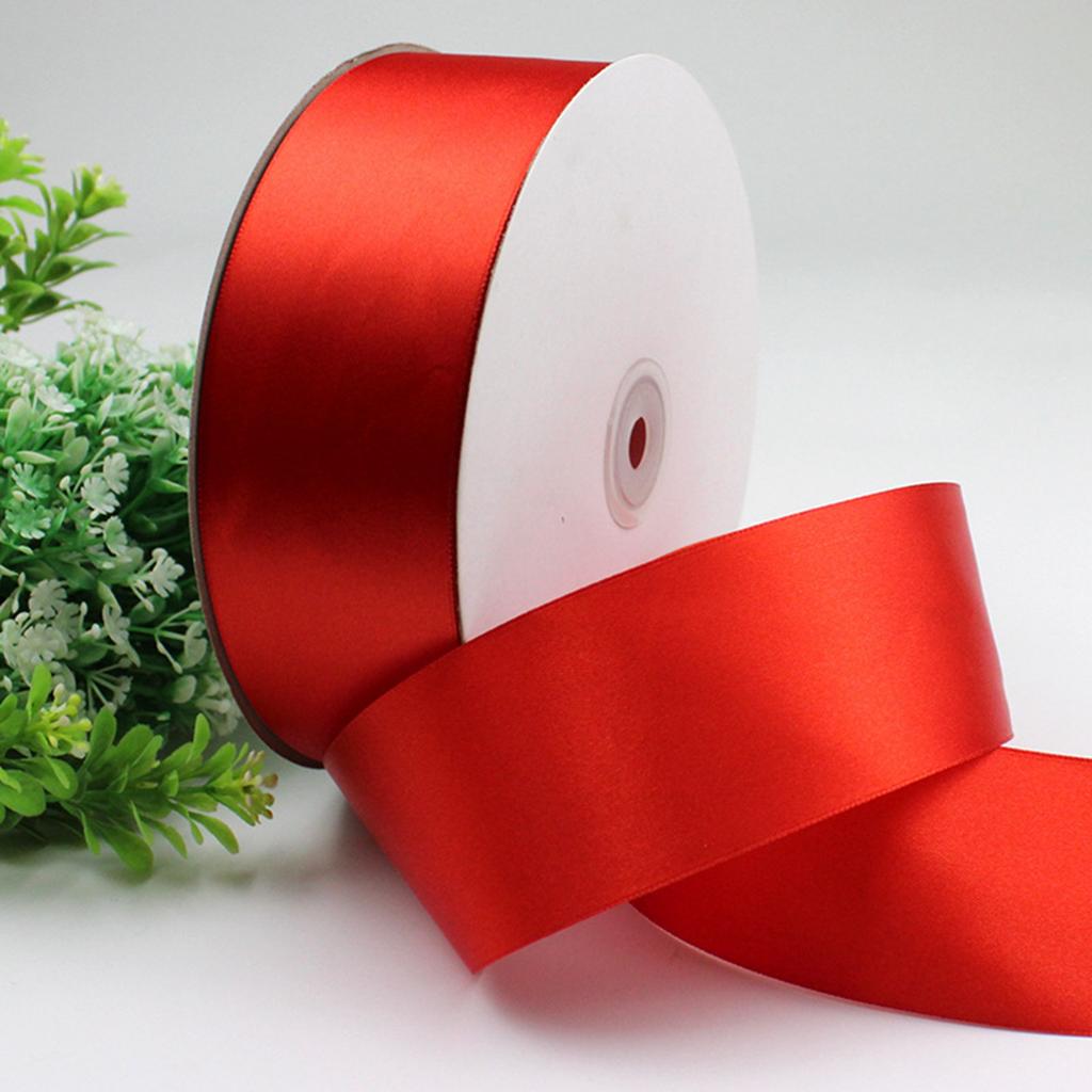 Gift Wrapping Ribbon 99.5yd Length 1.0in Width Flexible Polyester Red Satin Ribbon for Decoration DIY Craft