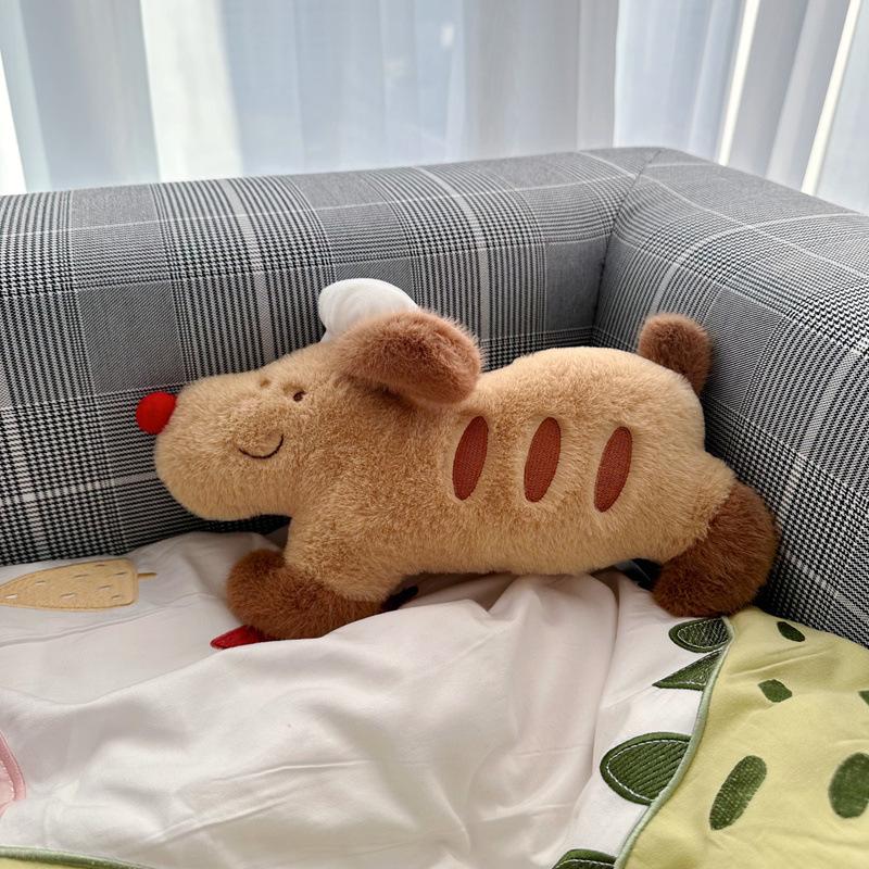 Baguette Dog Doll Cute Plush Puppy Chef Dog Dog Doll Soft Sleeping with Long Throw Pillow Cure