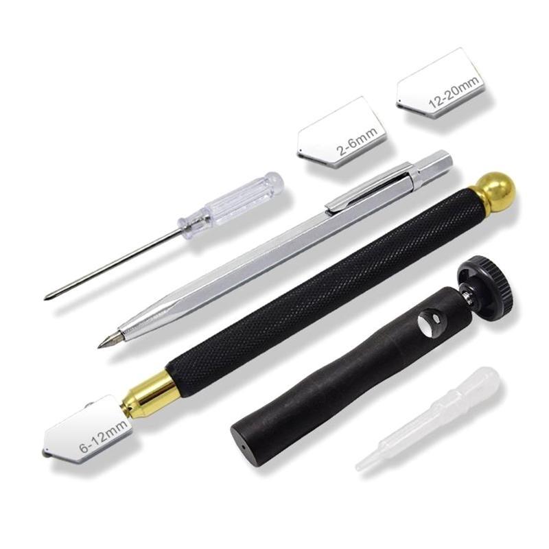 652F Glass Cutter Tool Set Pencil Oil Feed Tip for w/ Screwdriver Oil Dropper B