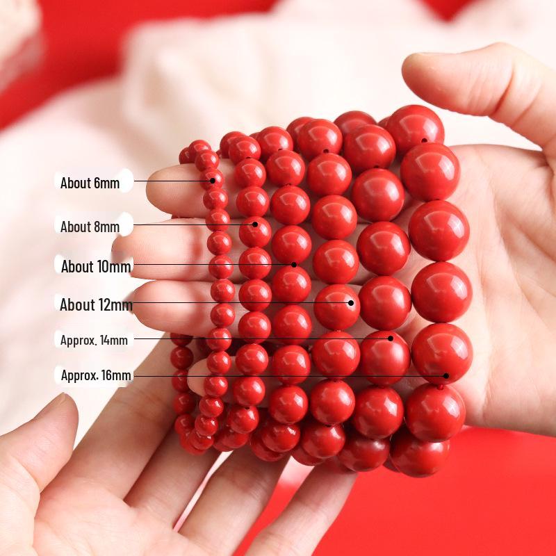 Authentic High-Content Cinnabar Bracelet with Purple Gold Sand Crystals, Supports Re-Inspection