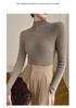 Women's Autumn/Winter Pure Cashmere Striped Slim-Fit Sweater with Half-High Neck