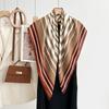 Autumn And Winter White Flower Print Fresh And Elegant 90 Square Scarf Herringbone Shawl Soft Skin-Friendly Warm Scarf