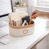 Cotton Rope Weaving Storage Basket Handmade Nordic Style Stationery Storage Box Heart Pattern Desktop Organizer Home Sundries