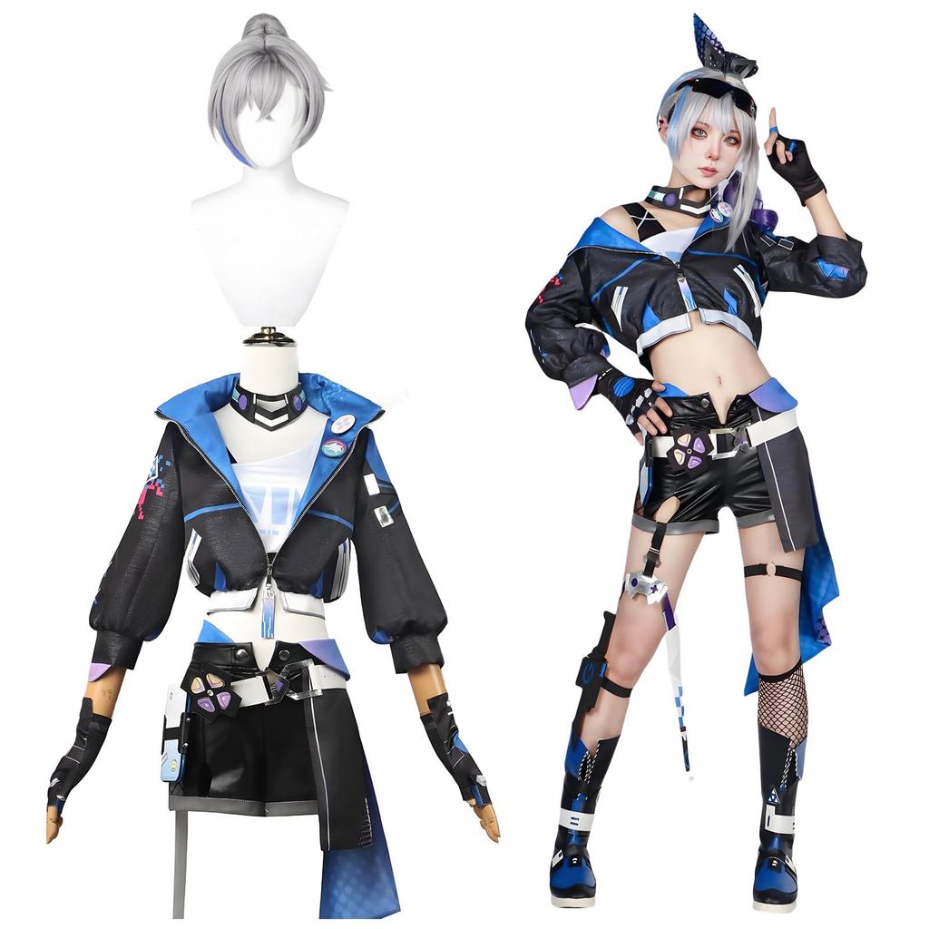 Silver Wolf Cosplay Star Core Star Rail Cosplay Costume for School and Stage Performances Wolf Wig Size [Excellent Product] Wig, Hunter Collapse