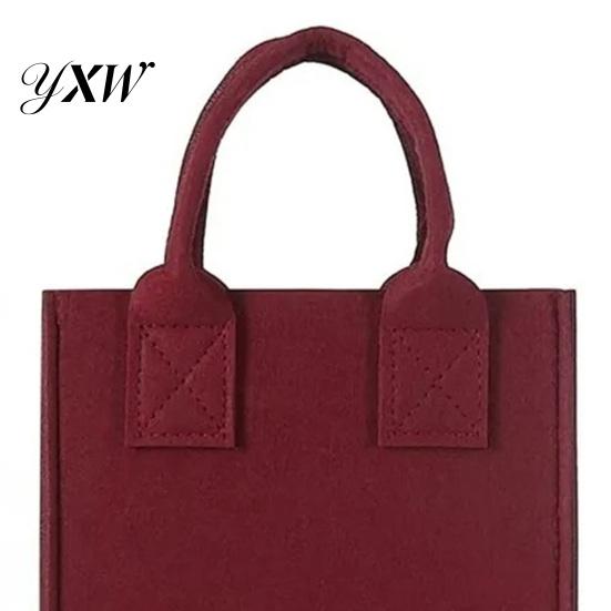 Thick Felt Wine Carrier Double Bag with Portable Handle Shockproof Heavy Duty Glass Bottle Packaging Reusable Champagne Beer Tote Handbag Gift Red