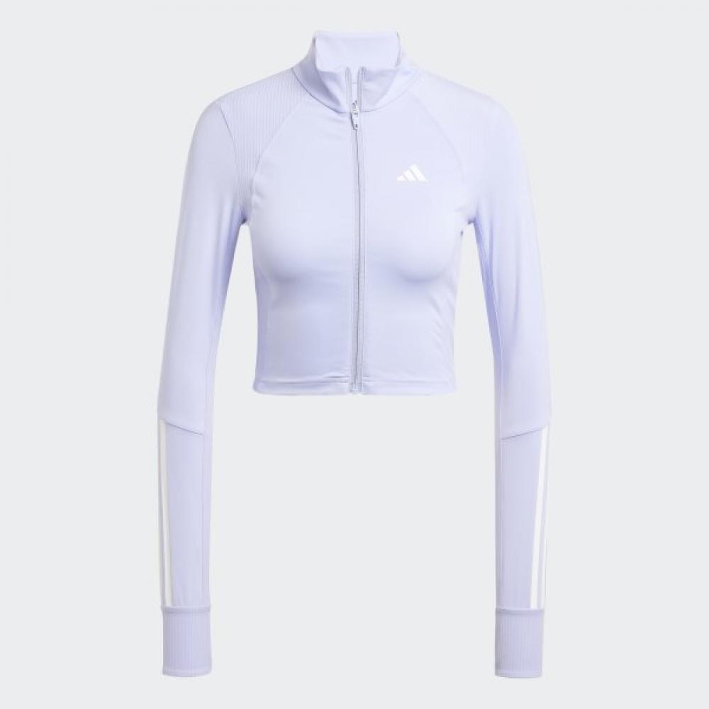 Adidas Women S Hyperglam Full Zip Ribbed Cover Up Training Crop Zip Up