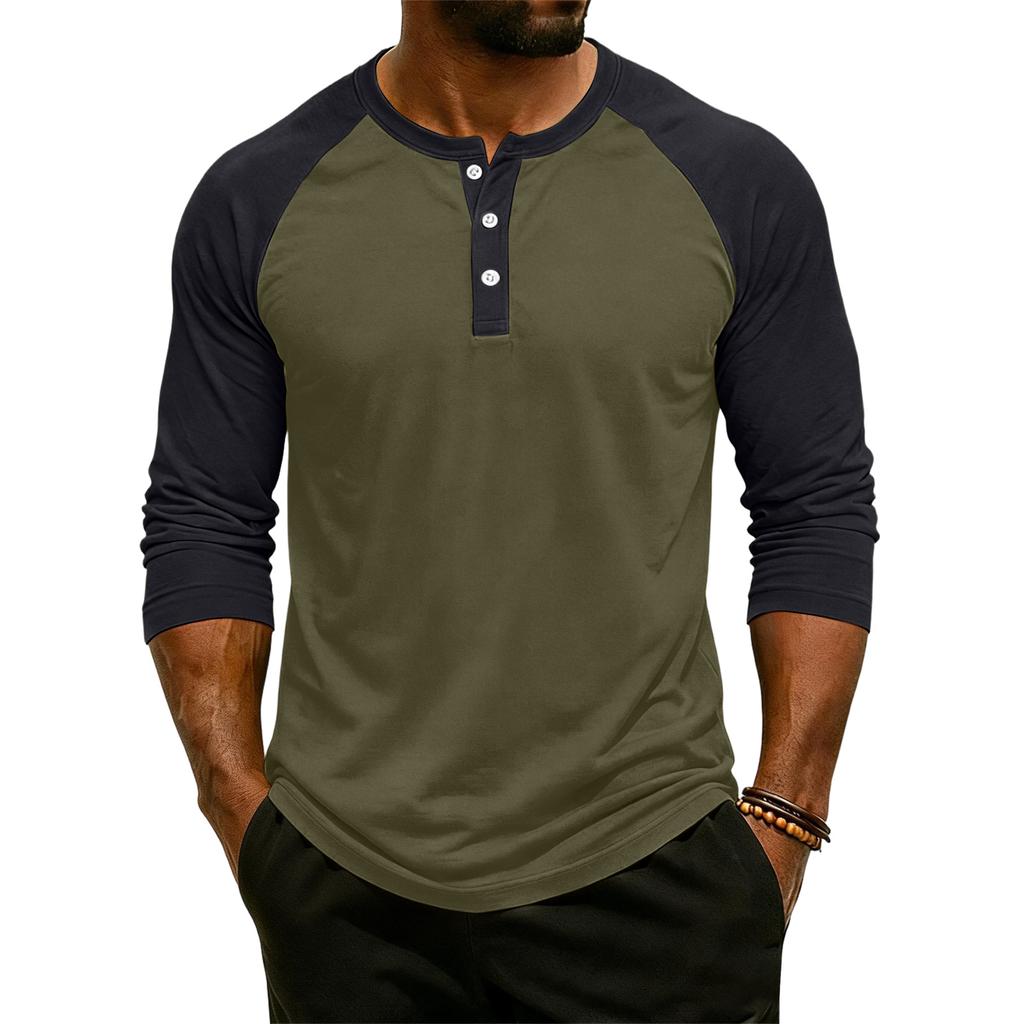 Men's Raglan Sleeve Three-quarter Sleeve Top