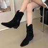 Fashion New Style Fashion Women's Suede Long Boots Soft Platform Side Zipper Women Western Boot Plus Size Solid Color Luxury Boots